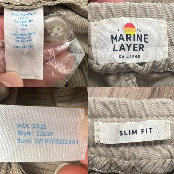 Marine‎ Layer Men's Saturday Drawstring Slim Fit Straight Pants Size XX-Large - Picture 9 of 10